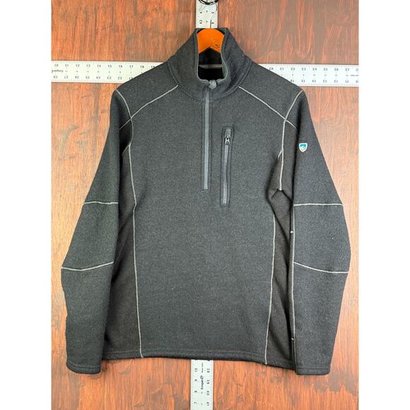 Kuhl Interceptr Denali Sweater Zip Pocket Thumb Holes Half Zip Black‎ Mens Small - Picture 1 of 7